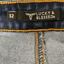 Lucky and Blessed  Dark Wash High Rise Lace Inset Western Flare Jeans Size 12 Photo 5