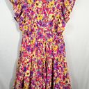 Entro Boutique  Pink Fuchsia Floral Ruffle Sleeve Tiered Fit & Flare Dress NWT M Photo 7