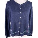 Northern Reflections  Sweater Cardigan Large Navy Pink Floral L Photo 10