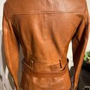 Vera Pelle Lory  ITALIAN BEAUTIFUL GENUINE LEATHER  BELTED JACKET , MADE WITH SOFT LAMBSKIN ! COLOR : BROWN DISTRESSED motorcycle Sz 42 Cognac Solofra Italy Photo 3