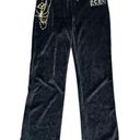 BCBGMAXAZRIA BCBG Velour Flare Black Track Pants with Gold and Rhinestone Details Size Medium Photo 0