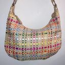 The Sak  Tan, Green, Pink, White, Orange, Blue Striped Woven Ribbon Purse Photo 1