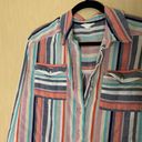 Caslon  Multi Color Striped Button Up Size Large Photo 1