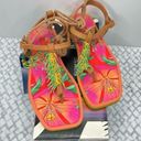 Farm Rio  Floral Pietra Black Banana Beaded Flat Sandals, size 9, EU 40 Photo 1