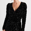 Lulus Glowing Muse Black Sequin Velvet Long Sleeve Wrap Mini Dress Photo 0