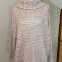 Umgee  Grey Lavender Oversized Open Knit Turtleneck Sweater Small Photo 0