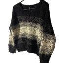 Renee C . Black & White Striped Eyelash Long Sleeve  Cozy Knit Sweater Women Sz S Photo 2