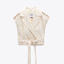 ZARA cropped Bomber jacket Vest coat convertible trench casual style Photo 9