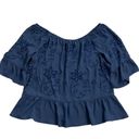 Candie's  Women’s Size  XL Off The Shoulders Embroidered  Blue Blouse Photo 4