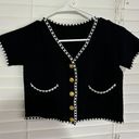 Cider Black Crop Top With Gold Buttons Photo 0