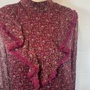 Blush Noir  Burgundy Floral Ruffle Prairie Blouse Photo 2