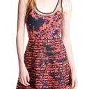 Parker  PETAL BLOOM MESH SLEEVELESS SILK BLACK ORANGE MINI SKATER FIT FLARE DRESS Photo 0