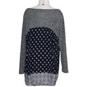 Max jeans  Gray and Black Long Sleeve Blouse Top with Sheer Pattern in Plus Size Photo 1