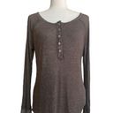 Treasure & Bond  Lightweight Ribbed Button Henley Womens L Olive Green Casual Photo 0