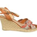 Talbots  Size 9 Sandals Orange Open Toe Ankle Strap Wedge Espadrille Shoes Photo 0