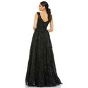 Mac Duggal  Floral Embroidered Illusion V-Neck Gown Black Maxi Dress NEW Size 2 Photo 3