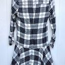 Sam Edelman  Plaid Shirt Dress Long Sleeve Size 2 Black White Photo 5