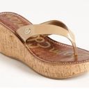 Sam Edelman  Romy Tan Cream Camel Faux Patent Leather Wedge Sandal S-116 Sz 9.5 Photo 0