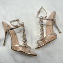 Marciano  Rose Gold Metallic Chrome Genuine Leather Jeweled Formal Sandal Heels Photo 1