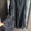 E by ECI black silk maxi tiered sheer overlay lace witchy maxi skirt size 12 Photo 0