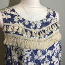 Kensie Blue White Floral Tassel Fringe Shift Dress Photo 4