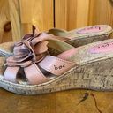 Born concept  Pink & Cork Wedges Slip On Sandals Leather Size 8M Photo 2