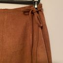 She & Sky Brown Faux Suede Wrap Gored Skort With Side Tie Photo 2