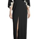 Halston Heritage NTW  Colorblock V-neck Cape Evening Gown SZ 4 Black Mrsp Photo 0