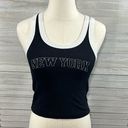 Full Tilt  Tank Top Cropped Sporty "New York" Black/White-Medium Photo 0