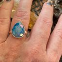 Aura Marine Blue  Druzy Solid Sterling Silver Ring 8.5 Photo 5