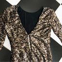 Dress the Population Lolita Sequin Mini Dress Metallic Gold Leopard Print size L Photo 10