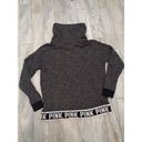 PINK - Victoria's Secret Pink by Victoria's Secret women's medium black/gray funnel drawstring sweatshirt Photo 1