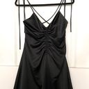 Jason Wu  Black Satin Tie Strap low black slip midi dress ruched S Photo 9