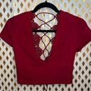 Red lacy lace up backless crop top size M Size M Photo 0