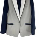 Mango  Suit Colorblock Blazer Jacket One Button Navy Gray Size 8 Photo 2