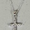 Sterling Silver Diamond Cross Pendant Charm Necklace Choker Jewelry 🩶 Photo 0