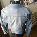 Pilcro and the Letterpress  M blue striped cropped denim jacket Photo 3