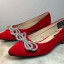 Jones New York  Quennelle Pointed Toe Rhinestone Bow Ballet Flats 7 Womens Red Photo 0