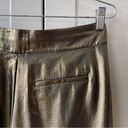 Elizabeth and James  Metallic Gold Hawke Pleated Straight Leg Lame Trousers Pants 2 Photo 4