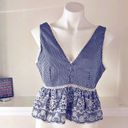 J.O.A. Embroidered Peplum Gingham Cropped Top, Size M New with Tag Photo 6