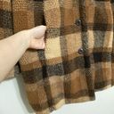 American Eagle  Outfitters Plaid Teddy Full Coat Oversize Brown Tan Lined Size L Photo 8