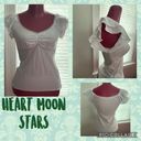 The Moon Heart Stars Y2K vintage white ruffled sleeve top with ruched bust M… Photo 1