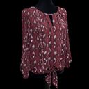 West Kei  Veronica Burgundy Snake Tie Front Blouse Size Small Photo 4