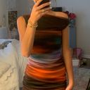 Pretty Little Thing Multi Blurred Print Mesh Ruched Bodycon Dress Photo 3