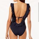 Michael Kors Michael  Women's Black Ruffle Deep V One-piece Swimsuit Size 6 Photo 1