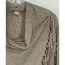 Chico's  Rosette Women Cowl Neck Poncho Tasseled Sweater Rolled Cuff Brown Small Photo 6