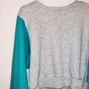 Joy Laby Gray Green Long Puff Sleeve Pullover Crew Neck Cropped Sweatshirt small Photo 3