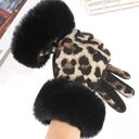 ⭐️NWOT⭐️LEOPARD GLOVES WITH FAUX FUR TRIM Tan Photo 0