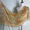 Vintage 60s 70s Hand Rolled Long Silk Scarf Sheer Retro Floral Paisley 41x16 Photo 7