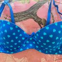 beverly hills princess y2k SEXY coquette heart print blue bow push up bra Photo 2